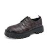 Fashion Black brown men's leather shoes Gentleman retro style Fashion outdoor street casual youth Thick soled shoes Versatile 38-46