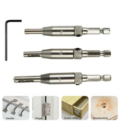 Tool Hinge Drill Bit Accessories Cabinet HSS Hex Groove Kit Pilot Holes Replacement Self Centering +Hex Wrench 3pcs