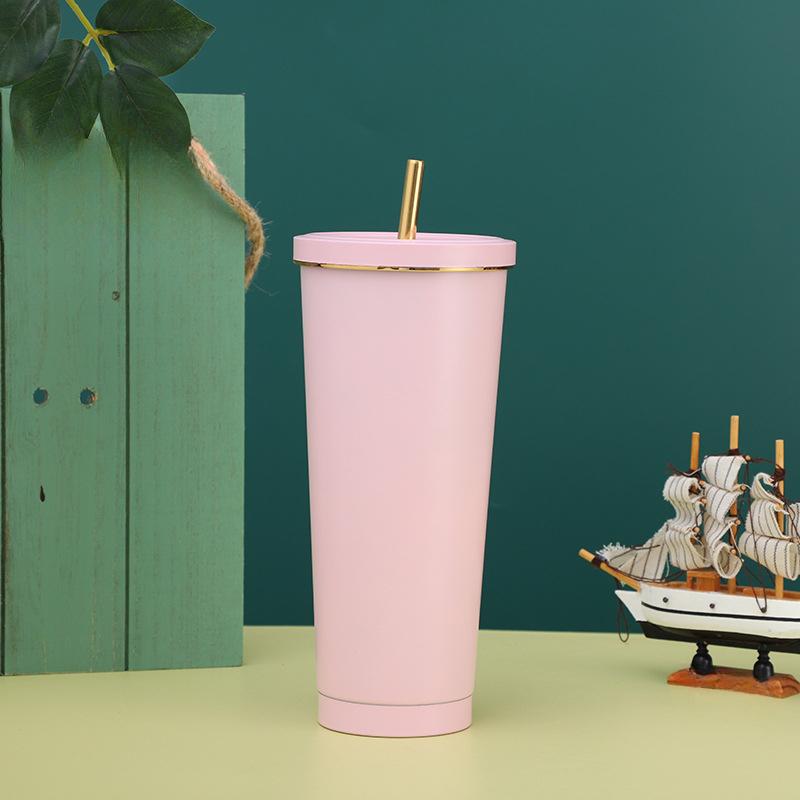 Kaffekopp i rostfritt stål med vakuum-sugkopp, enkel, stor kapacitet, mode, kontorsmugg.