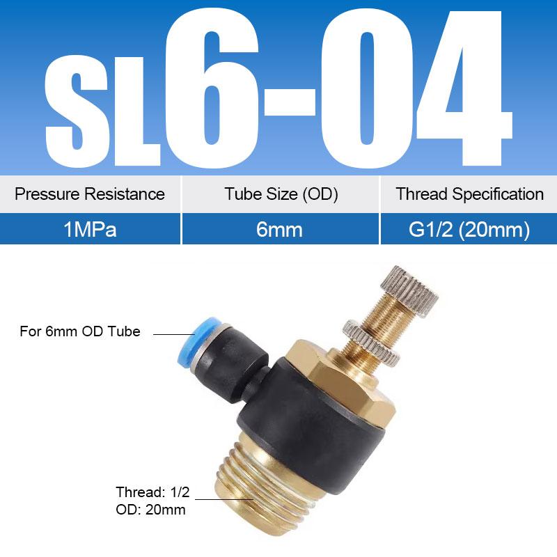 Pneumatic Quick Connect Connector SL 4 6 8 10 12mm M5 '1/8' 1/4 '3/8' 1/2 Air Speed Regulating Valve Accelerator Valve