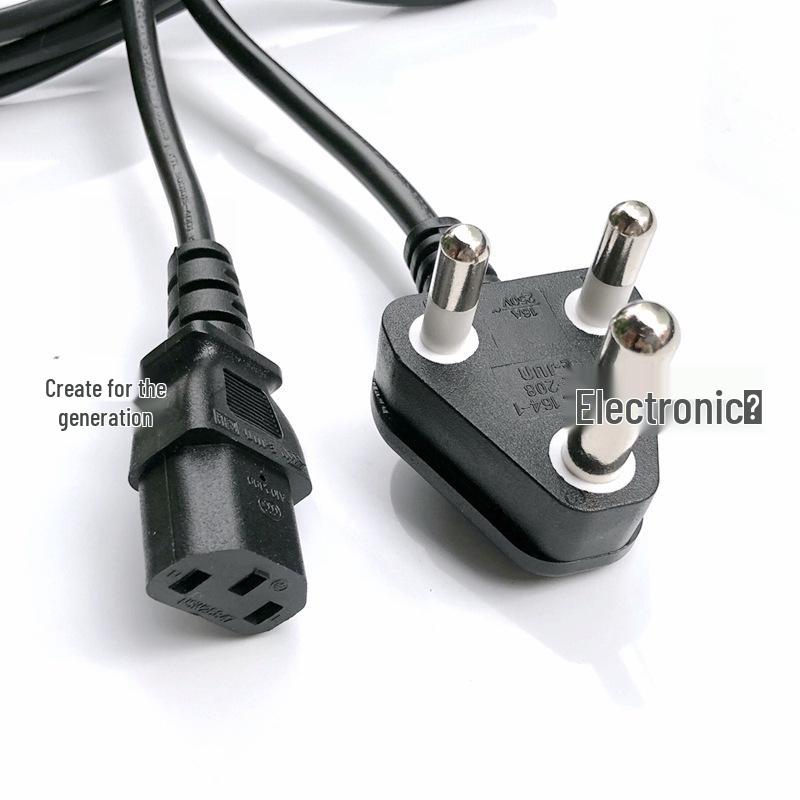 SANS164-1:2016 South African Power Cord with Figure-8 & Three-Pin C15 Connectors