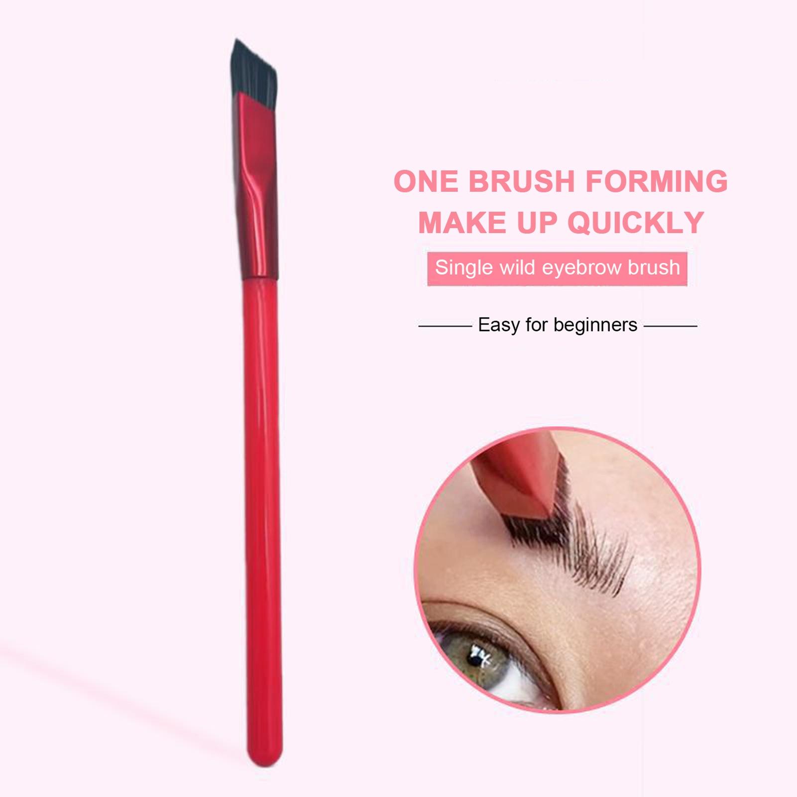 

Кисть для бровей с красными алюминиевыми наконечниками и нейлоновой щетиной, изогнутая кисть для макияжа, косметический инструмент