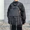 Schoolbag Locomotive Wind Backpack Men's Casual Large Capacity Solid Color Simple Student School Bag Anti-splashing Travel Backpack Trend Bag