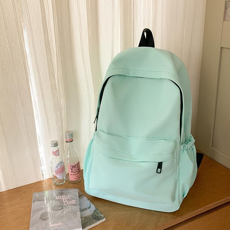 Schoolbag Schoolbag Junior High School Girls High Value Simple Versatile Solid Color College Student Backpack Female Ins High School Backpack