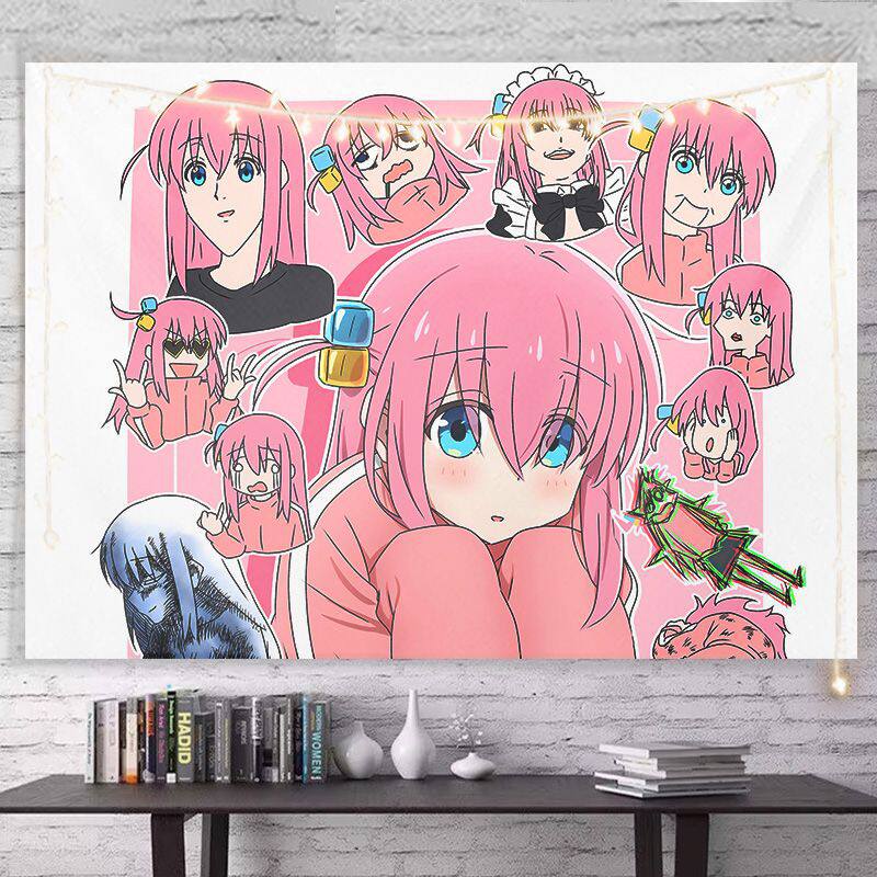 Kessoku Band Anime Wandkleed, B-Bocchi The Rock! Wanddecoratie, Kleurrijke Meisjespersonages Kamerdecoratie Voor Fans