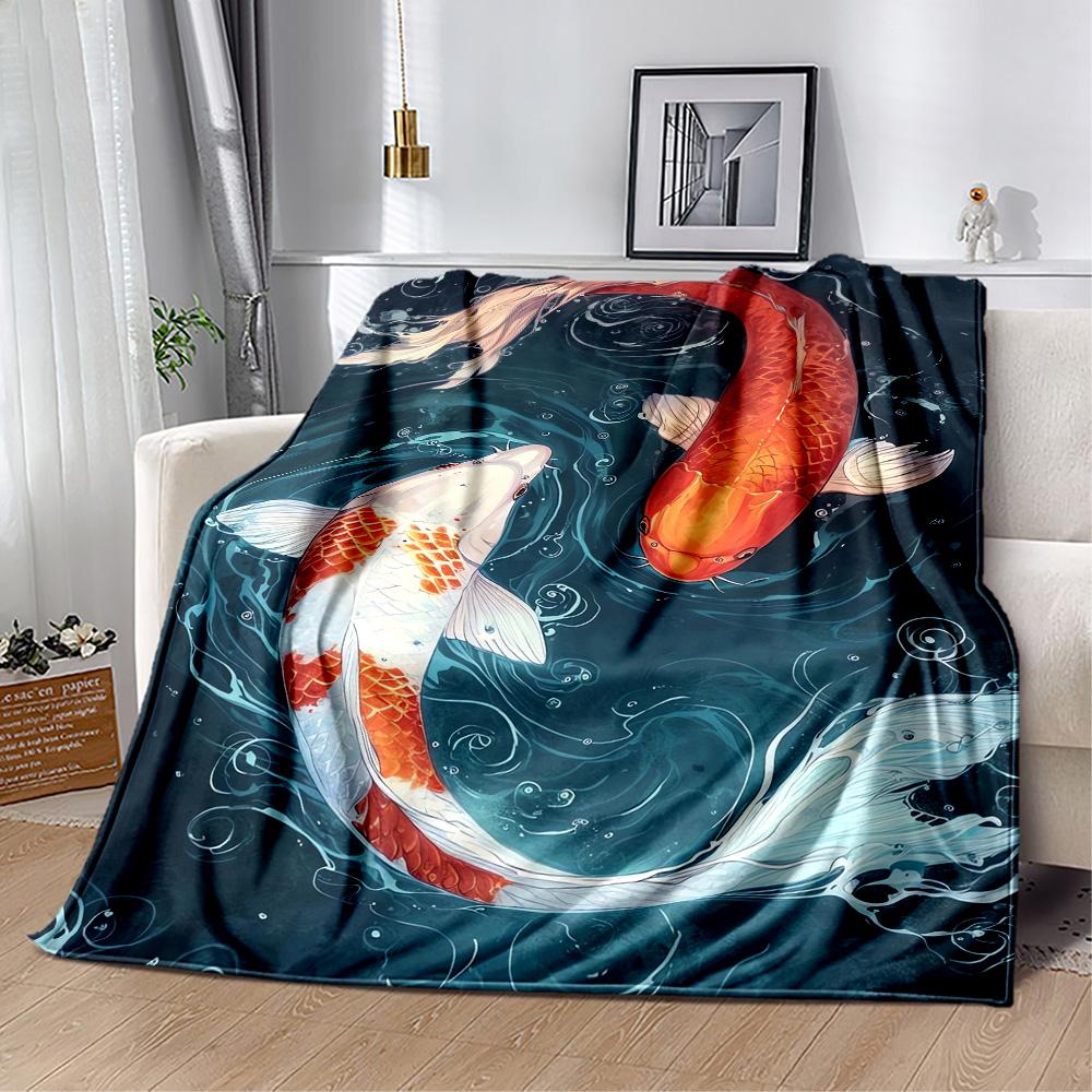 Koi Fish Blanket Soft & Cozy Suitable for Bedding Picnics Bed Four Seasons Universal Modern Style Suitable for Gifting Relatives and Friends