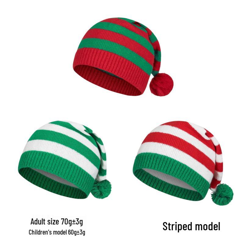 Cross-Border Knitted Christmas Hat for Adults - Warm, Fashionable with Bell Pom Pom