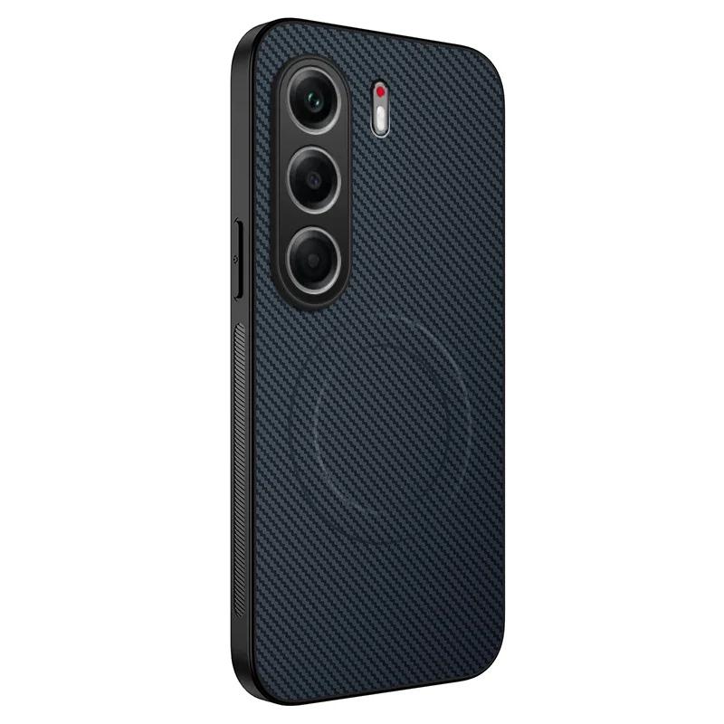 Carbon Fiber Texture Magnetic Wireless Charging Case For Tecno Camon 40 Premier Pro 4G 5G Matte Soft Silicone Cover Phone Cases