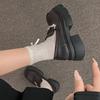 Black retro small man thick-soled heightening small leather shoes women's 2025 new summer British style with skirt loafers