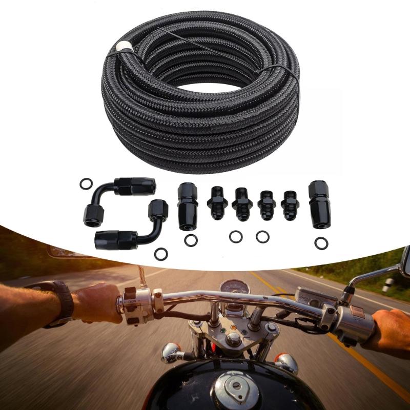 Black Nylon Braided Hose Kit for 4L60E & 4L65E AN6 Automatic Transmission Coolers Lines Car Fuels System Parts