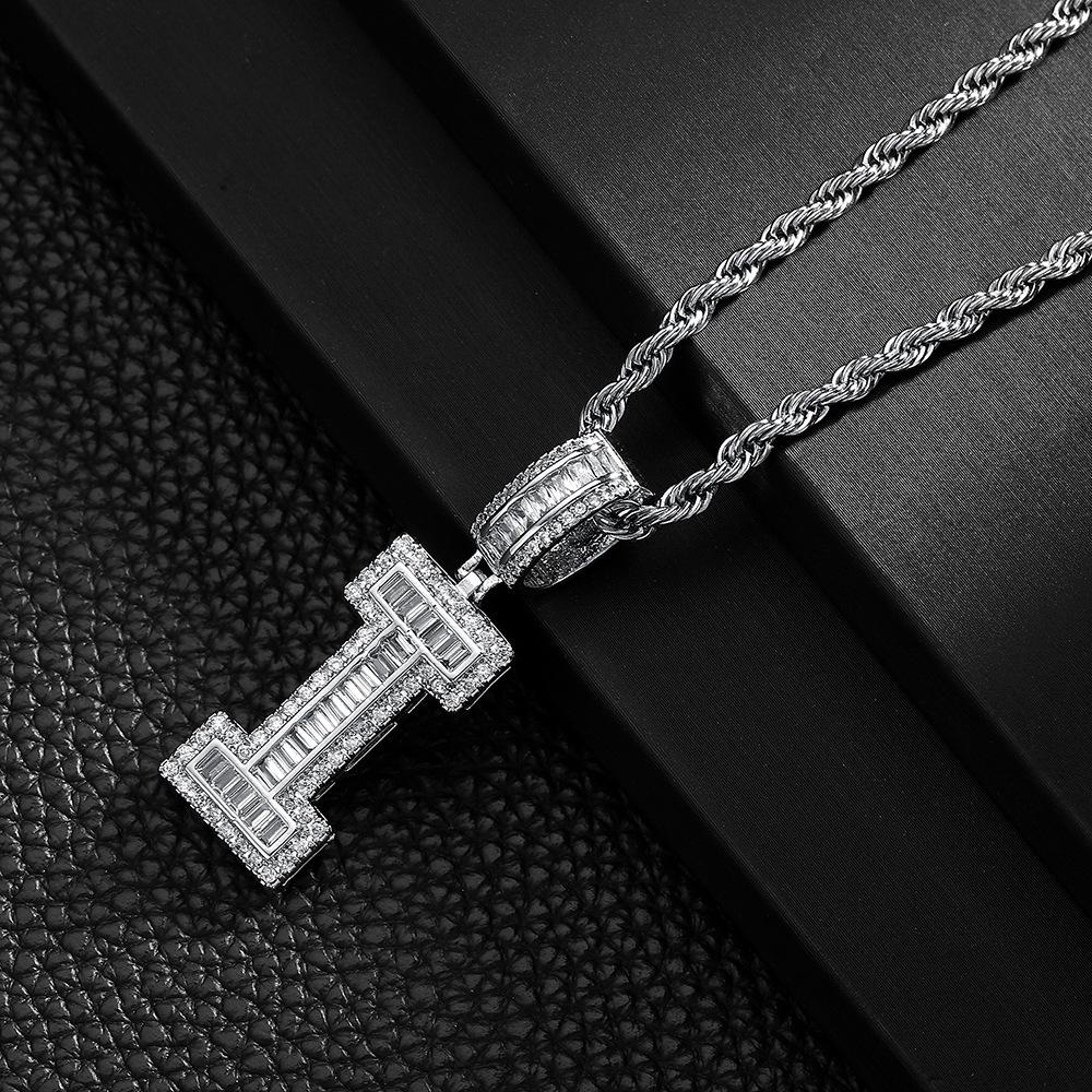 Letter Pendant Copper Inlaid Zircon Necklace Personalized Niche Design Men'S And Women'S Pendant Necklace