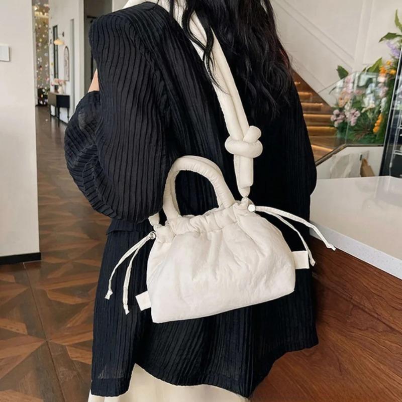 Damen Casual Einzelschultertasche Große Kapazität Nyl Rucksack Damen Daunenbaumwolle Winter Tragetasche Tragbare Make-up Handtasche