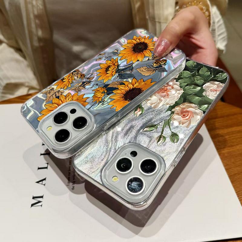 Oil Painting Rose Flower Phone Case For iPhone 17 Air 16e 16 15 14 Pro Max 13 17 Pro Max Shockproof Colorful Butterfly Pattern Hard PC Phone Cover