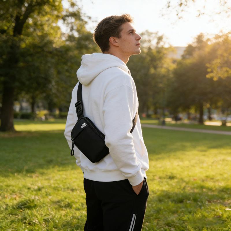 Geestock Chest Bag For Men Nylon Waterproof Mini Sling Messenger Bag Outdoor Sports Fitness Cell Phone Bag Women Waist Bags