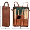 Leather Drumstick Bag Floor Tom Hooks | Holds 10-12 Drumsticks Mallets Brushes | Percussion Stick Bag with Strap & Handles