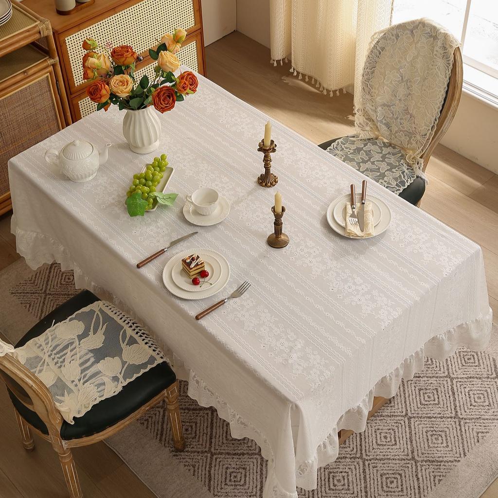 New Light Luxury Retro Lace Tablecloth Dustproof Heat Insulation Beautification Dining Table Cloth Coffee Table Cover