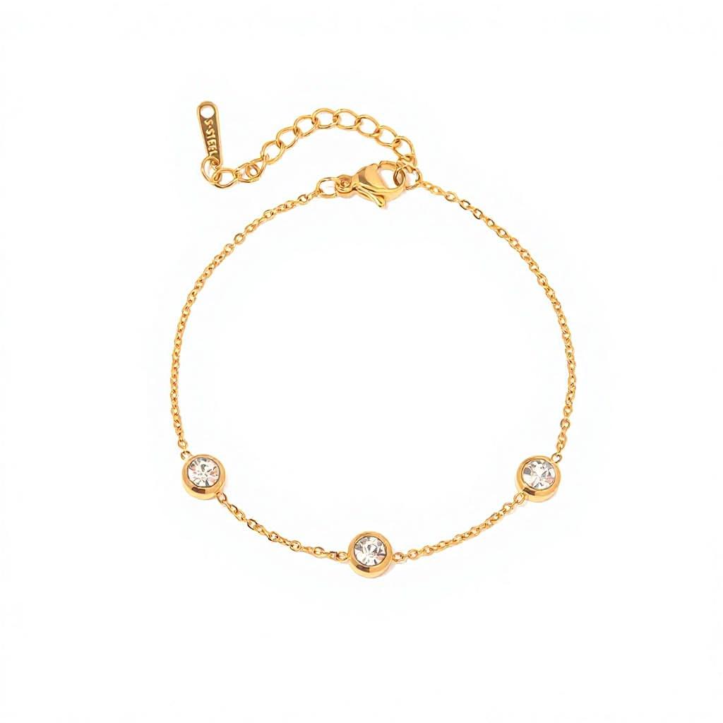 Stainless Steel 18K Gold Plated Multilayer Charm Bracelet Colorful CZ Beaded Stackable Bracelet Set for Women Fashion Jewelry