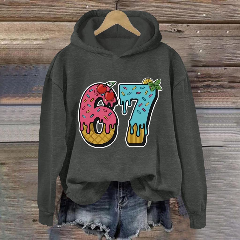 Women's Fashionable Casual Long-Sleeved Printed Hooded Sweatshirt