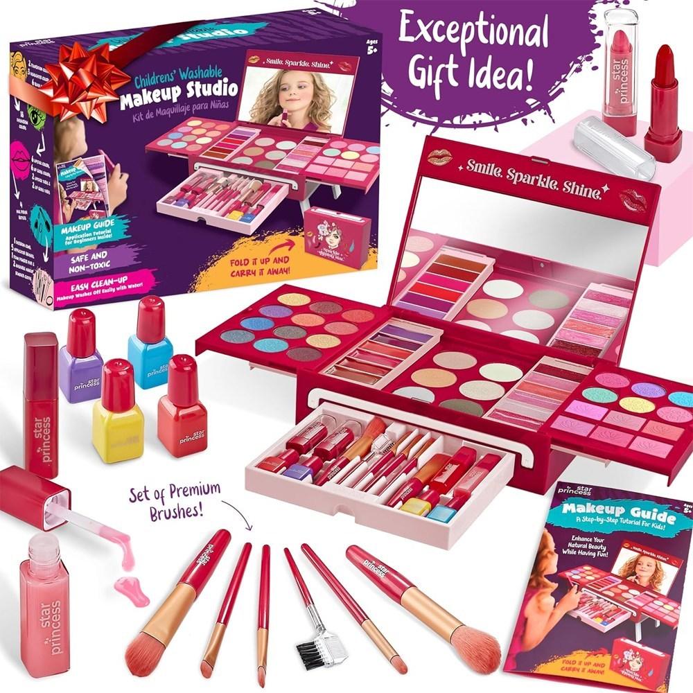 Star Princess All-in-One Kinder-Farbkosmetik-Set Make-up Kosmetik Lipgloss, Geburtstags-Weihnachtsgeschenk für Neffen, 1 Stück
