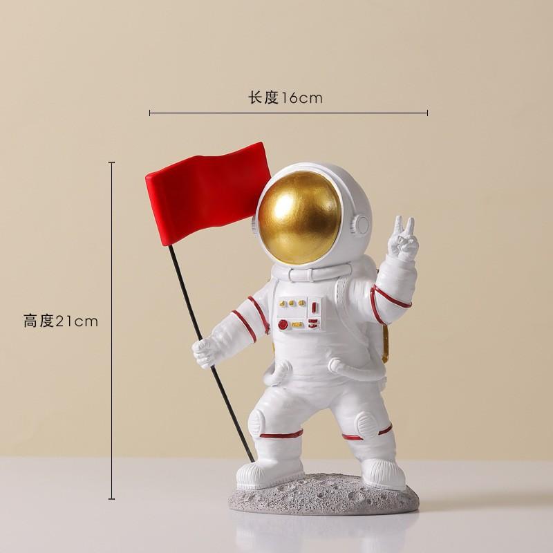 Kreativní dekorace astronauta s červenou vlajkou do obývacího pokoje, vinotéka, jednoduchá domácí dekorace, dekorace na stůl a kancelář...