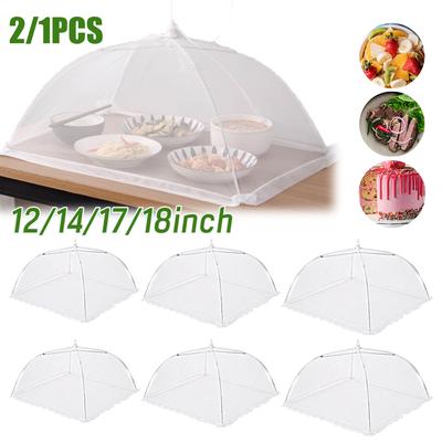 1/2 stücke Faltbare Lebensmittel Mesh Abdeckung Anti Fly Moskito Lebensmittel Abdeckung Regenschirm Mahlzeit Gemüse Obst Atmungsaktive Abdeckung Küche Zubehör