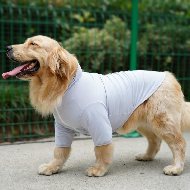 UPF 50 Pet Sun Protection Coat Large Dogs Breathable Iced Silk Hooded Jacket In Turquoise Plum Gray