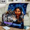 1PC Custom Name Wolf Spirit Connection Flannel Blanket Versatile,all-season Throw Suitable for the Living Room,bedroom,camping,travel,and Gift