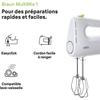 Batteur éléctrique - BRAUN - HM1100WH MultiMix 1 - 450 W - 4 vitesses + turbo - Blanc