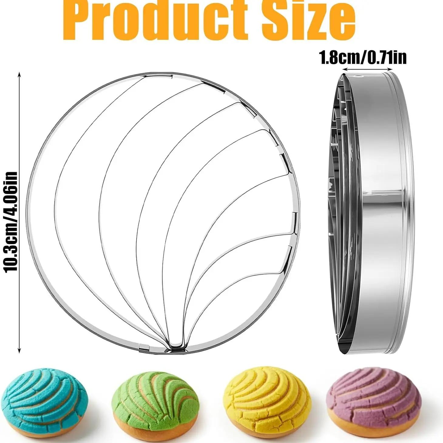 Concha Cutter Mexican Bread Mold, 4 Inch Stainless Steel Concha Stamp for Pan Dulce, Bread & Cookie Embossing