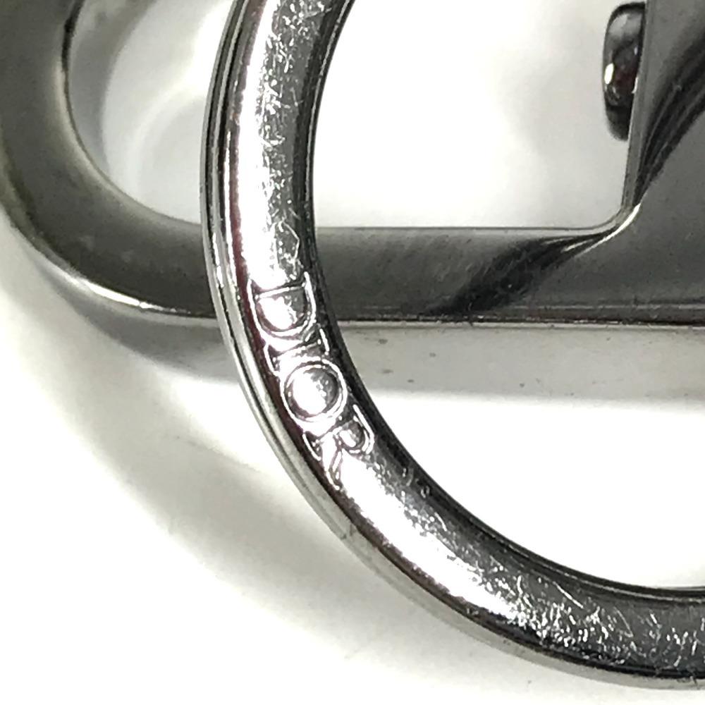 Dior CD Logo Bag Charm Key Ring Key Holder Leather Black/Silver