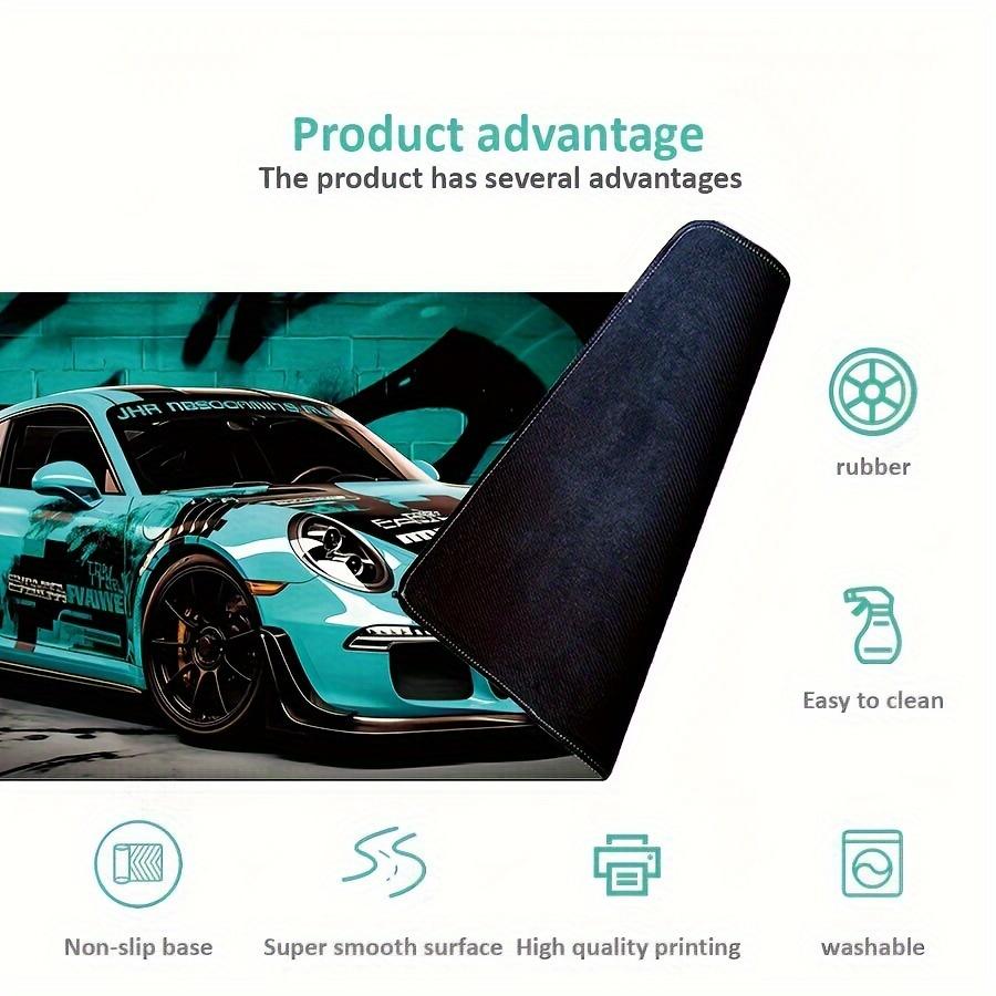 Stylish light blue Supercar mouse pad non-slip stitched edges Durable and comfortable gaming office desk mat desktop accessories