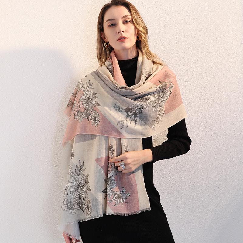 Winter Wool Scarf Women's Long Thermal Scarf Shawl Dual-purpose