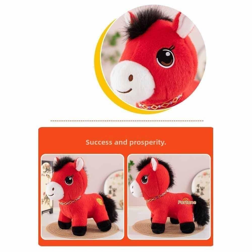 Cozy Embroidery Fabrics Simulation Stuffered Pony Doll Zodiac Pony Figurine New Year Mascot