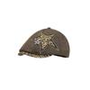 Women's Retro Distressed Denim Painter's Beret with Star Detail