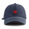 This Black Baseball Cap Features A Red Heart Pattern, Adding A Sweet And Romantic Touch To Valentine'S Day Outfits.