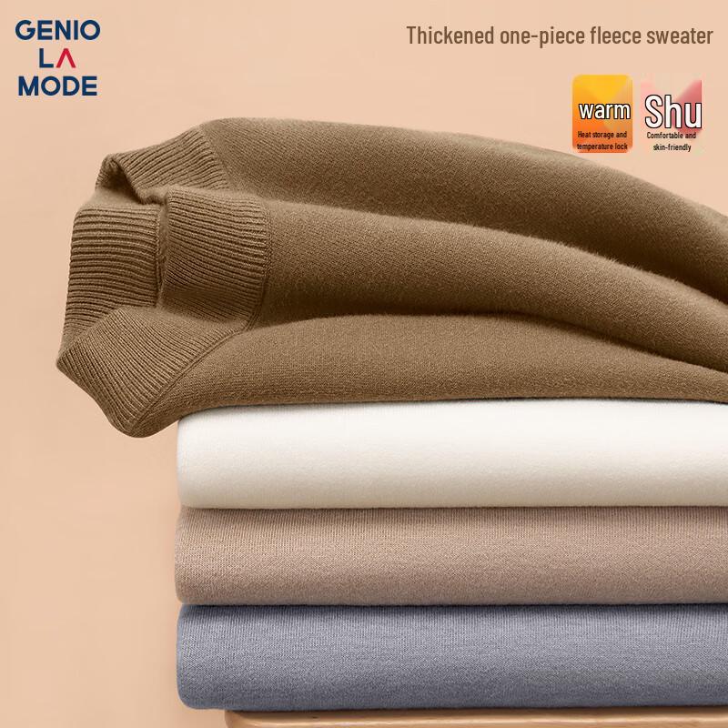 GENIOLAMODE Men's Fleece-Lined Half-Turtleneck Sweater