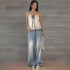 Open Run Women S Color Block Lace SleeveleSS STrap T ShirT