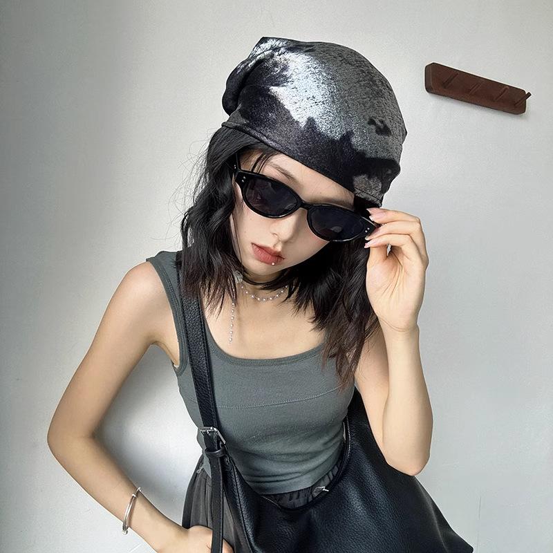 Liquid Silver Bag Head Scarf American Hip Hop Retro Street Silk Scarf Trendy Wear Triangle Scarf Tube Top Waist Women