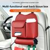 Space Saving Car Backseat Organizer PU Leather Car Seat Back Tissue Box Interior Accessories