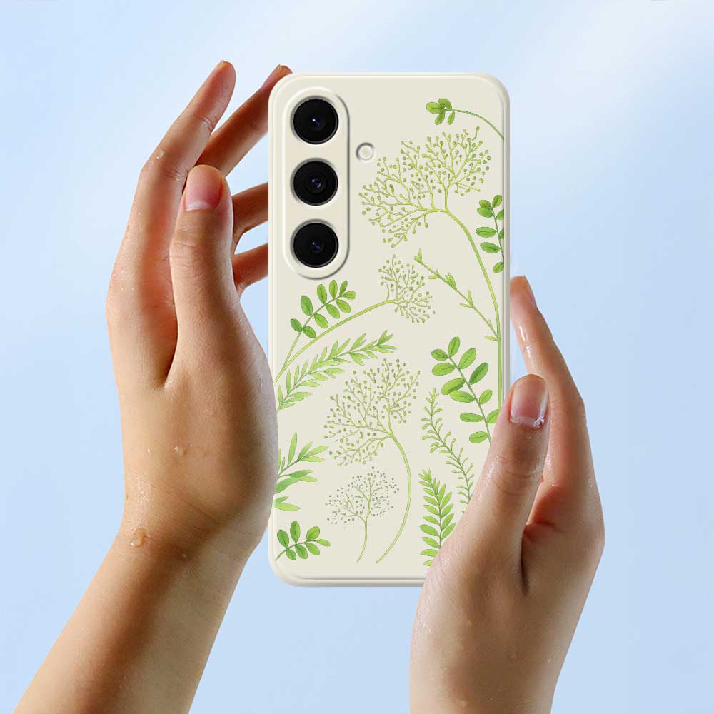 For Samsung Galaxy S25 FE Case Leaves Pattern Printing Straight Edge TPU Phone Back Cover
