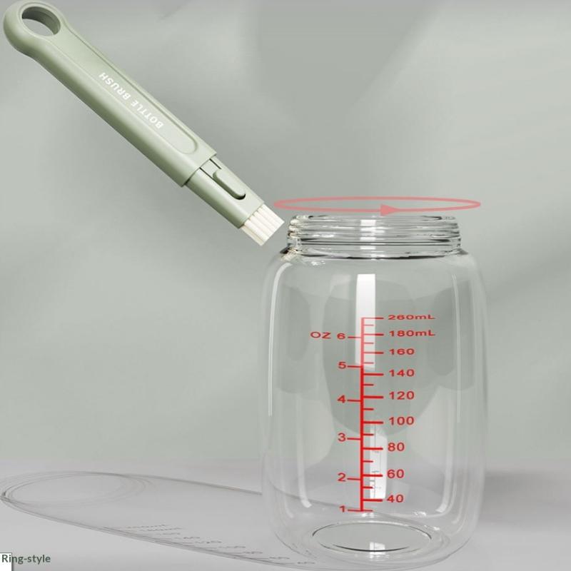 3Pcs/Set Portable 360° Rotatable Milk Bottle Brush Set Handheld Silicone Cup Clean Tool Long Handle Pacifier Cleaning Brush