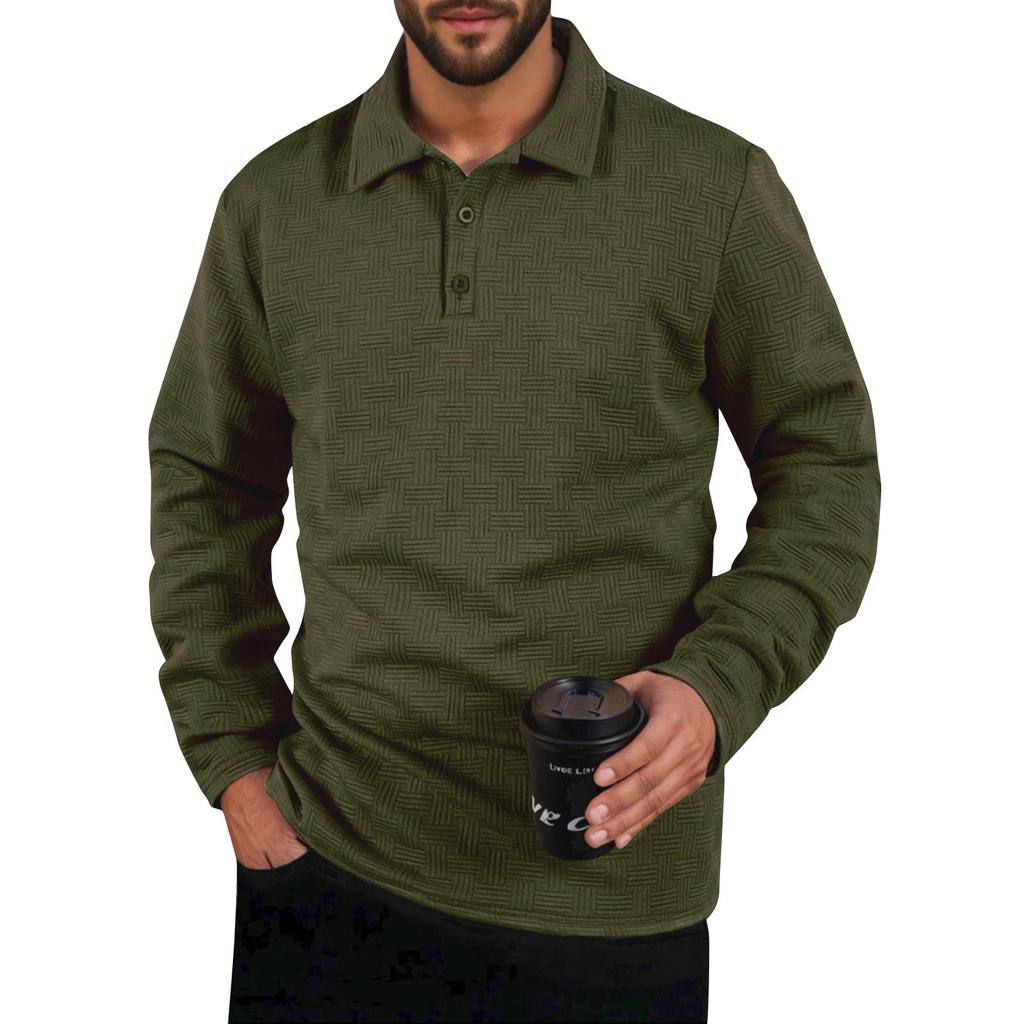 Men's Solid Color Sports Button Lapel Long Sleeve Tops Men's Casual Fashion Long Sleeve Tops
