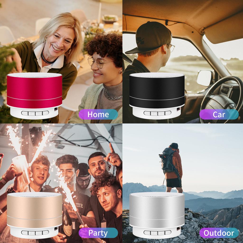 Mini BT Speaker With 7-Color Lights Small Wireless Speaker Portable USB Rechargeable Speaker for Travel Outdoors Home Office
