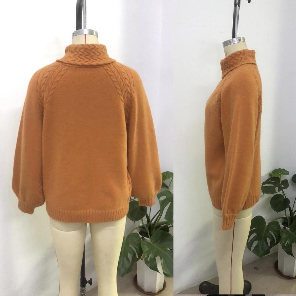 Vintage Floral Half High Neck Princess Sleeve Sweater - Autumn/Winter Women's Fashion