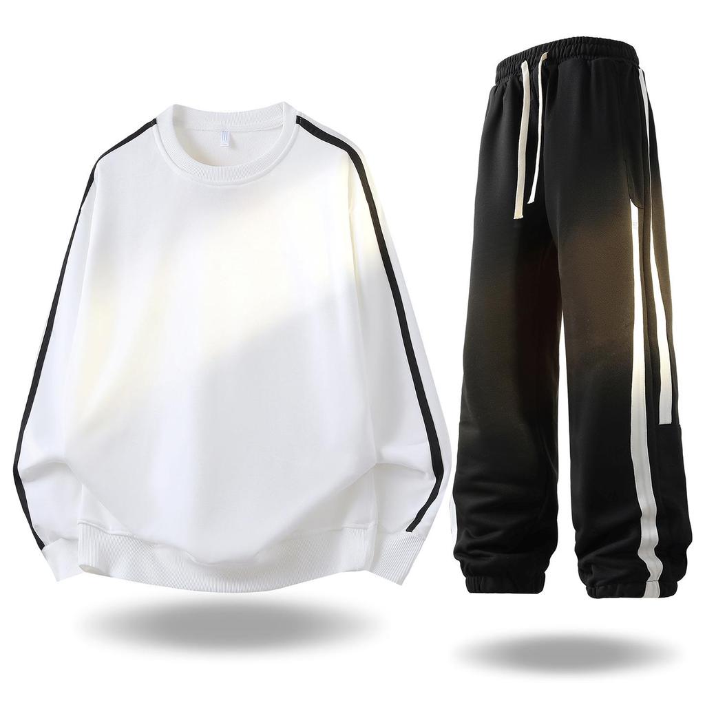Men's Trendy Loose Fit Autumn Sweatshirt & Pants Two-Piece Set - Casual Long Sleeve Matching Outfit