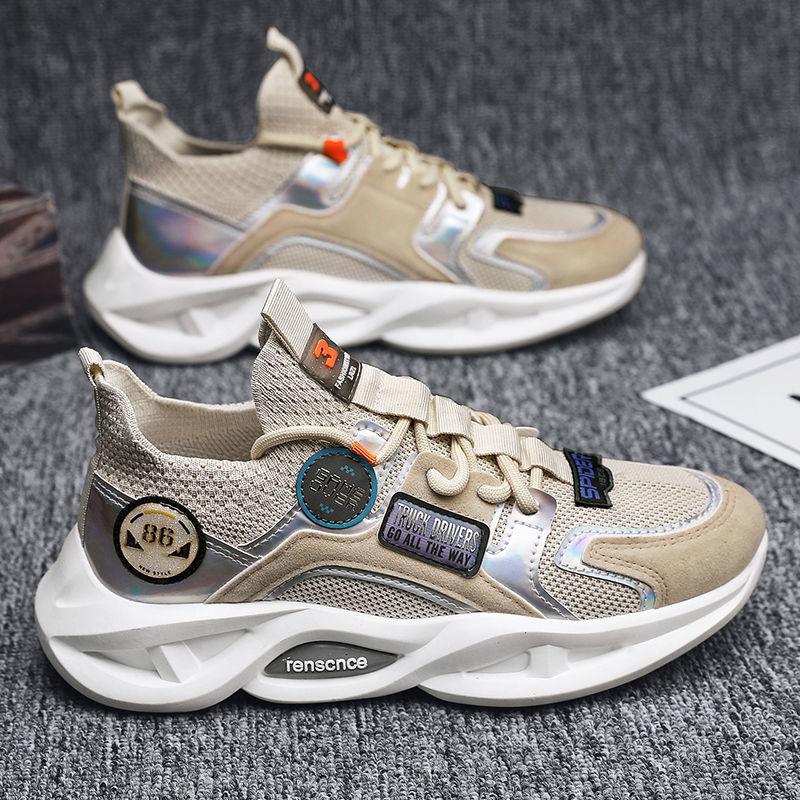 New 2024 Student Casual Sports Shoes Korean Version Fashionable Soft-soled Lace-up Running Shoes Trendy Dad Shoes