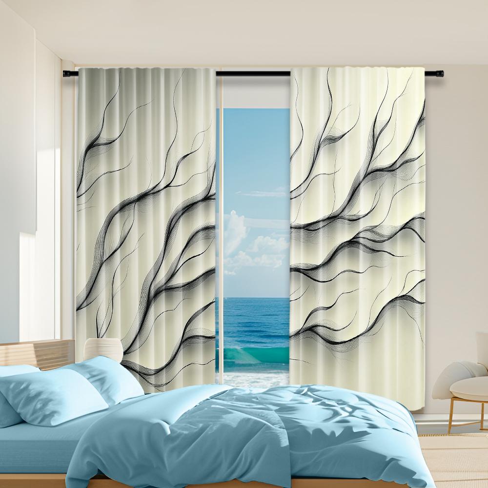 

Set Of 2 Versatile Polyester Transparent Curtains Home Decoration Dancing Branches Use Bedrooms Living Rooms Made Sitting Room Window Treatment W100*H70(CM)-Grommet top&2PCS