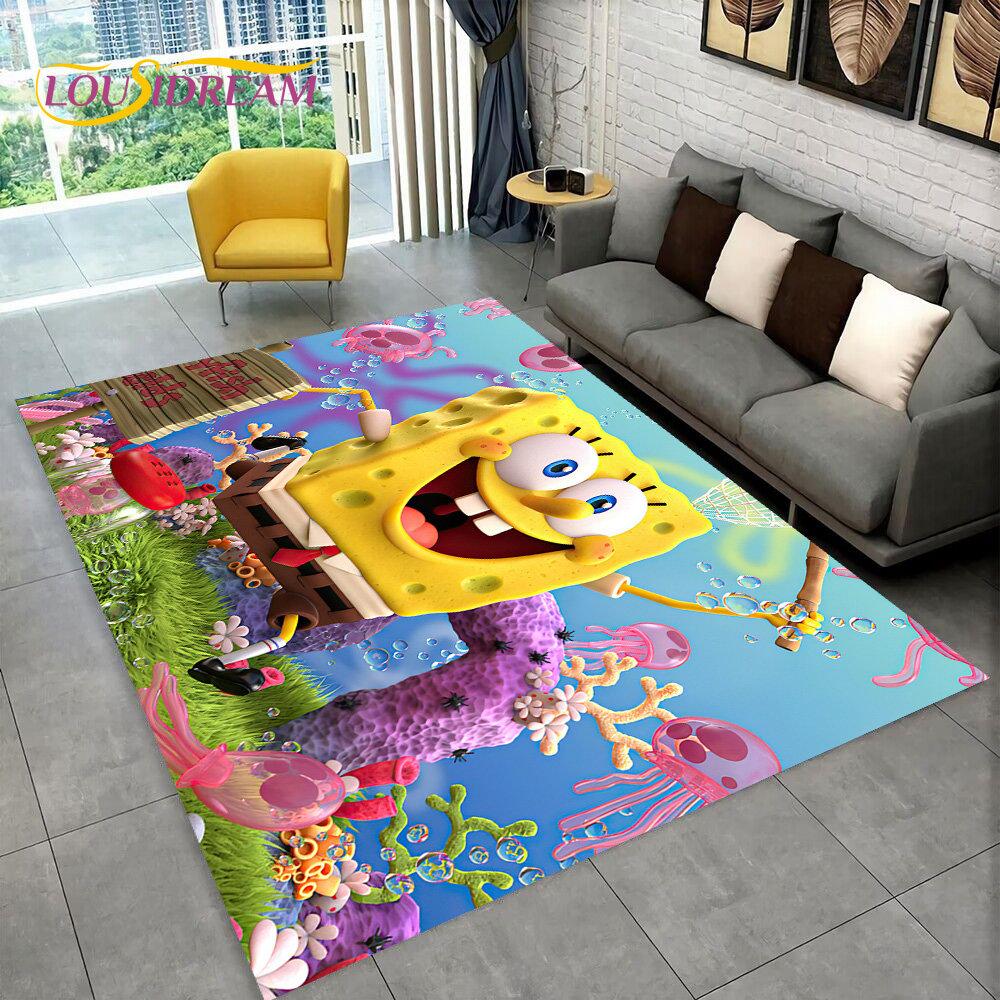 Cartoon S-SpongeBob Area Rug,Carpet Rug for Home Living Room Children Bedroom Sofa Doormat Decor,kids Play Non-slip Floor Mat