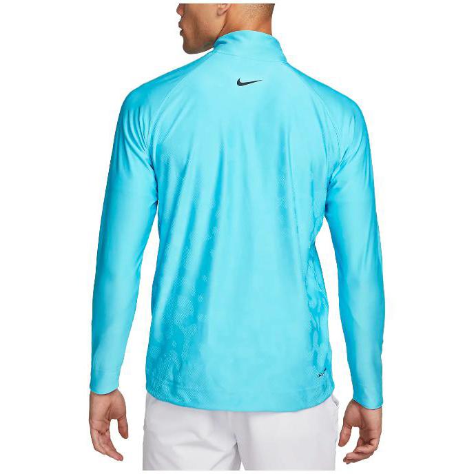 Nike Solid Color Brand Logo Stand Collar Half-Zip Long Sleeve Raglan T-Shirt Men Tops Blue DR5281-416