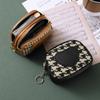 Druck Canvas Münzbeutel Pu Leder Kurzes Portemonnaie Tragbar Hahnentritt Reißverschluss Tasche Outdoor